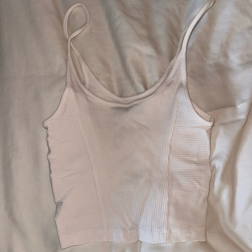 White cropped ripped tank top from Urban Outfitters